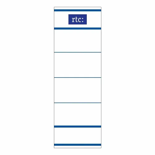 Etichete RTC din carton, pentru bibliorafturi, 45 x 142 mm, alb