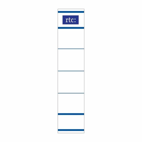 Etichete RTC din carton, pentru bibliorafturi, 25 x 142 mm, alb