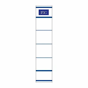 Etichete RTC din carton, pentru bibliorafturi, 25 x 142 mm, alb