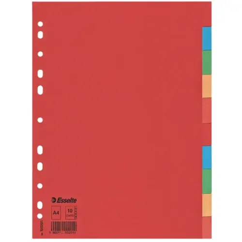 Separatoare din carton, A4, 10 taste, Esselte
