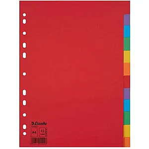Separatoare din carton, A4, 12 taste, Esselte