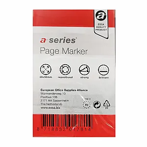 Index A-series, autoadeziv, hartie, 20 x 50 mm, 4 culori/set, 40 file/culoare