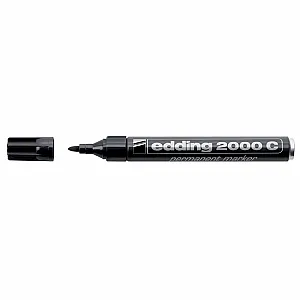Marker permanent Edding 2000C, corp metalic, varf rotund, 1.5-3 mm, negru
