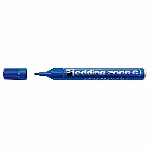 Marker permanent Edding 2000C, corp metalic, varf rotund, 1.5-3 mm, negru