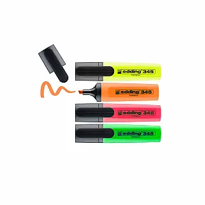 Textmarker Edding 345, varf 2-5 mm, 4 culori/set ( galben, roz, albastru, verde)