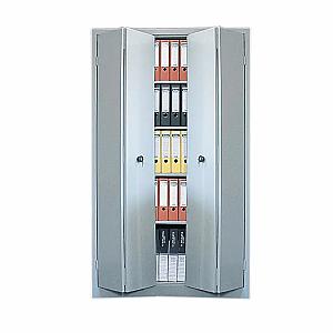 Dulap metalic Ceha, gri, 120x42x195 cm, 2 usi pliabile si 4 polite 