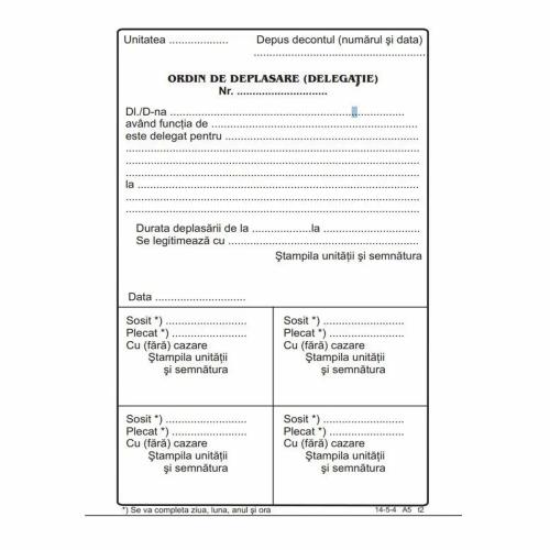 Ordin deplasare-delegatie, A5