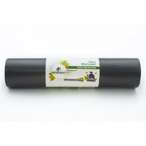 Saci menaj 240L  ultra rezistenti LDPE 130x115cm 27μ 10 buc/set negru 