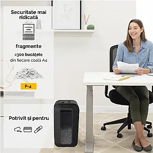 Distrugator documente Fellowes LX65, cross cut, 10 coli, negru