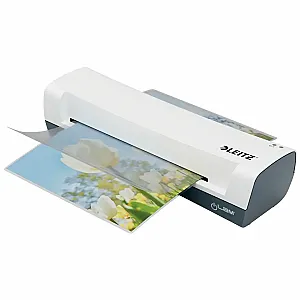 Laminator Leitz iLAM Home, A4, kit folii laminare inclus, alb-gri