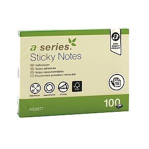 Notite adezive, A-Series, 100 x 75 mm, galben, 100 file.