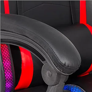 Scaun de gaming negru din piele ecologică cu lumini RGB și funcție de masaj OFF 303