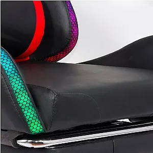 Scaun de gaming negru din piele ecologică cu lumini RGB și funcție de masaj OFF 303