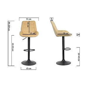Scaun bar catifea ABS 145 gri
