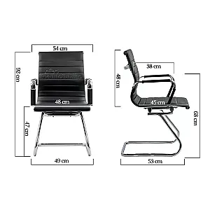 Scaun vizitatori din piele ecologică neagră cu cadru cromat OFF 806