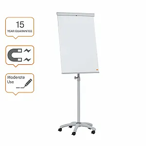 Flipchart mobil NOBO Essentials, otel lacuit, 105x68 cm, magnetic, alb