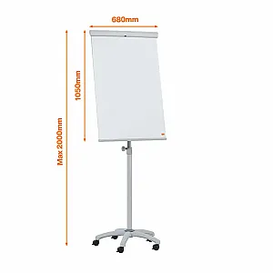 Flipchart mobil NOBO Essentials, otel lacuit, 105x68 cm, magnetic, alb