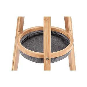 Cuier pentru hol cu spatiu depozitare HM W63, lemn masiv, cosulete textile, 6 agatatori, natur