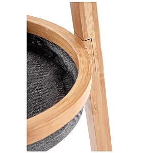 Cuier pentru hol cu spatiu depozitare HM W63, lemn masiv, cosulete textile, 6 agatatori, natur
