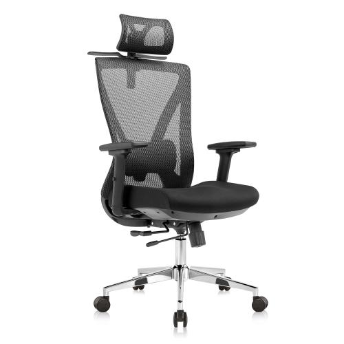  Scaun ergonomic Lukas-H cu baza crom, negru