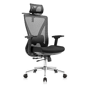  Scaun ergonomic Lukas-H cu baza crom, negru
