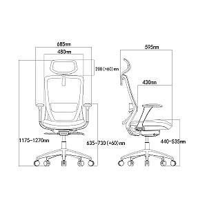 Scaun ergonomic Colin-H, indigo, cu baza aluminiu