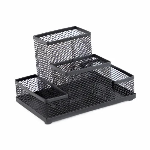 Suport accesorii de birou, mesh, metal, negru
