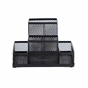 Suport accesorii de birou, mesh, metal, negru