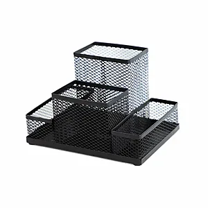 Suport accesorii de birou, mesh, metal, negru