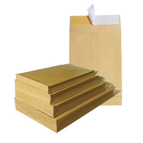 Plic cu burduf, B4, 250 x 353 x 50 mm, kraft, banda silicon, 120 g/mp